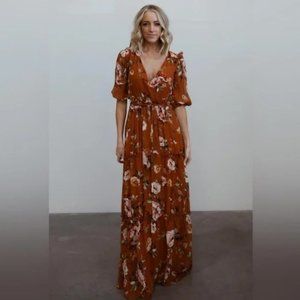 Baltic Born Macbeth Nutmeg Floral Maxi Dress bridesmaid NWT